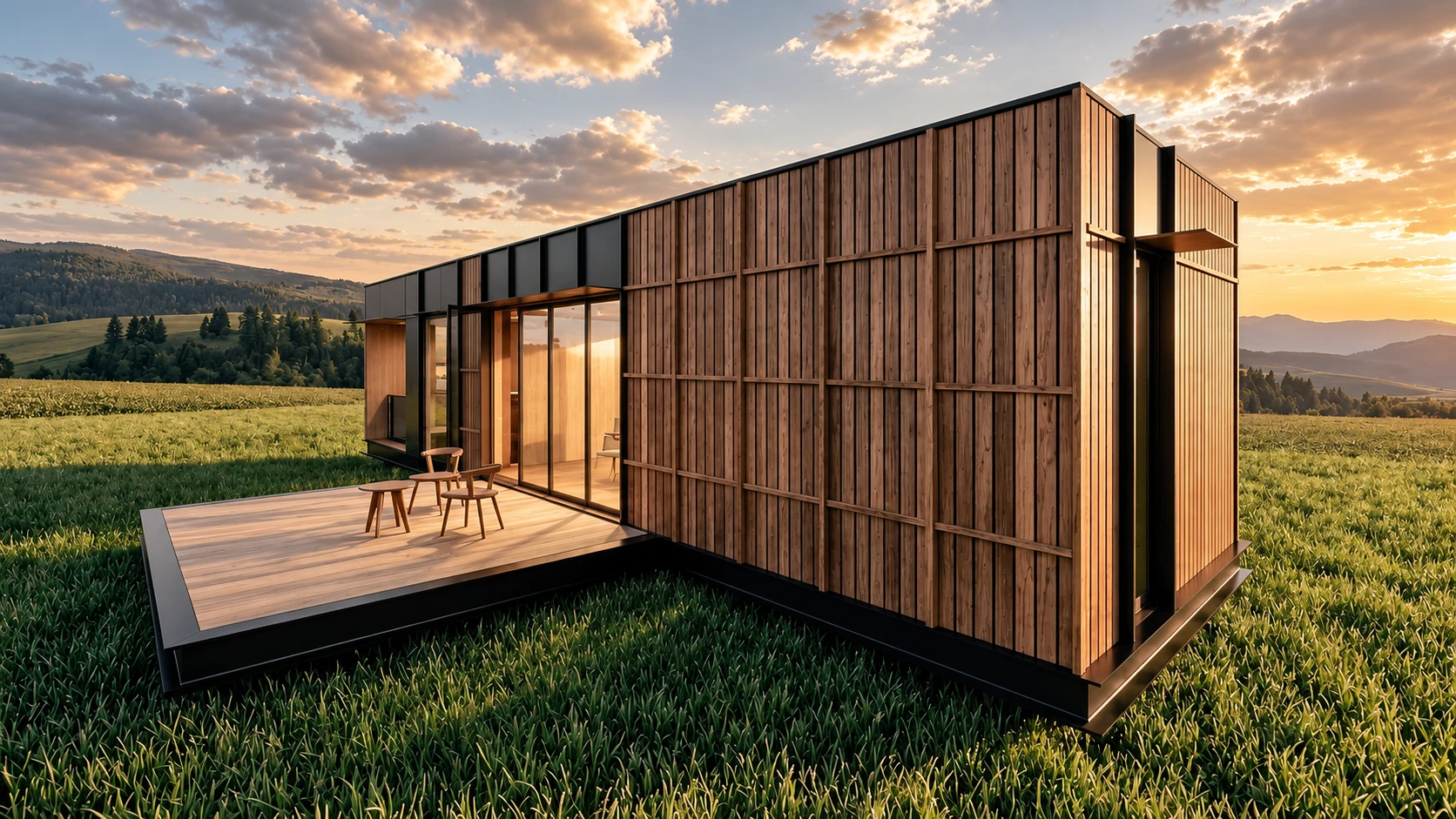 Lakeside cabin exterior