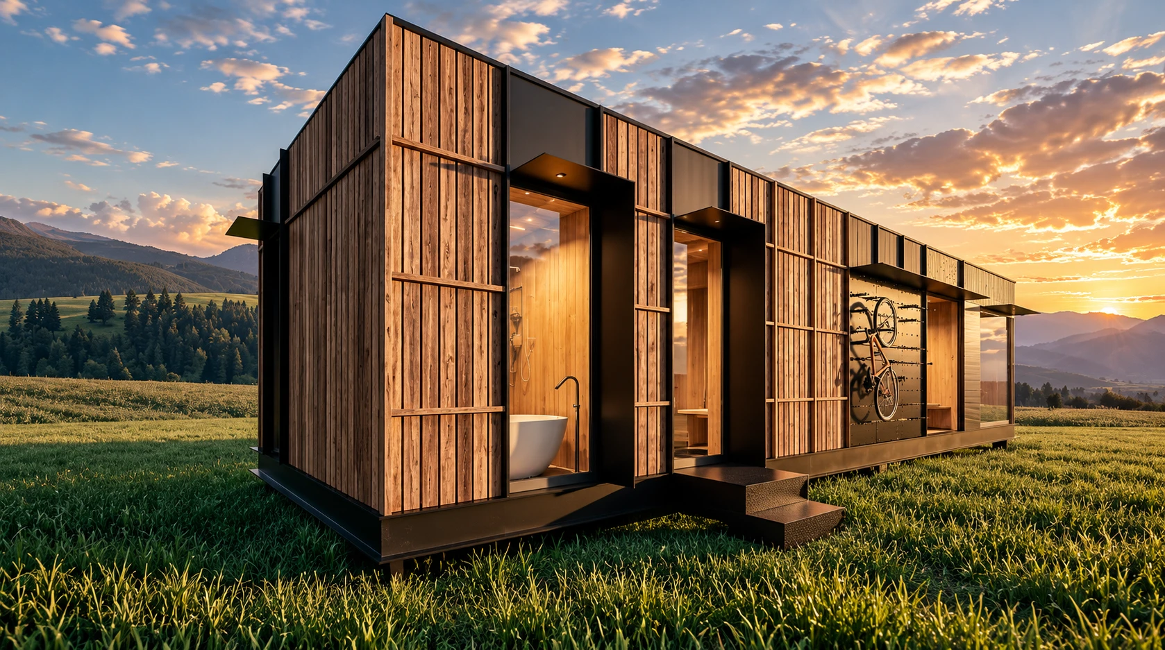 Lakeside cabin exterior