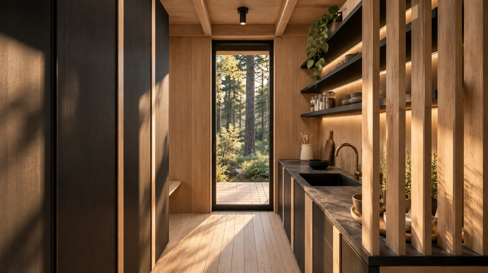 Lakeside cabin interior