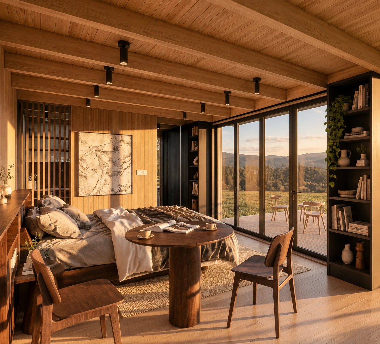 Lakeside cabin interior