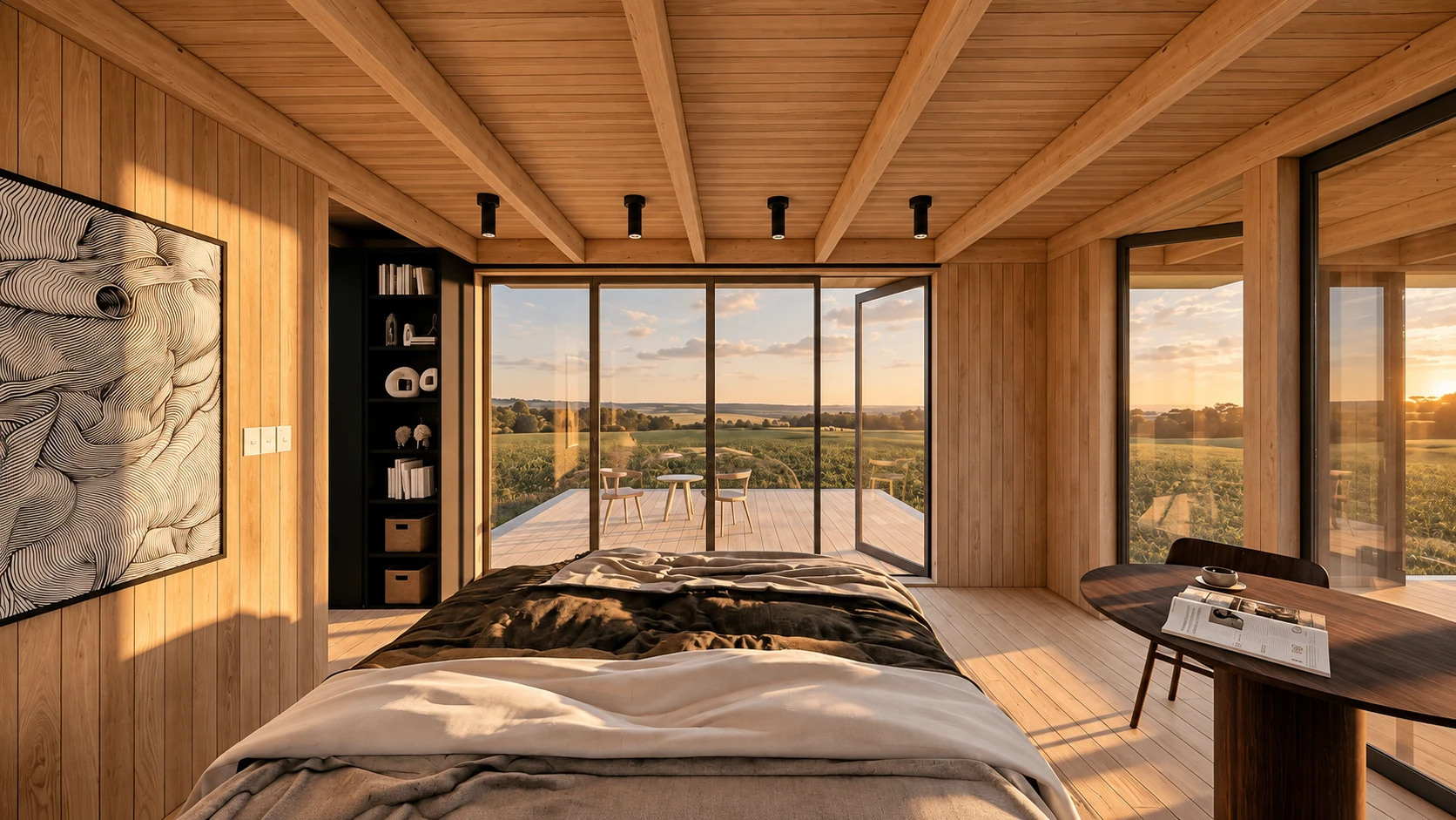 Lakeside cabin interior
