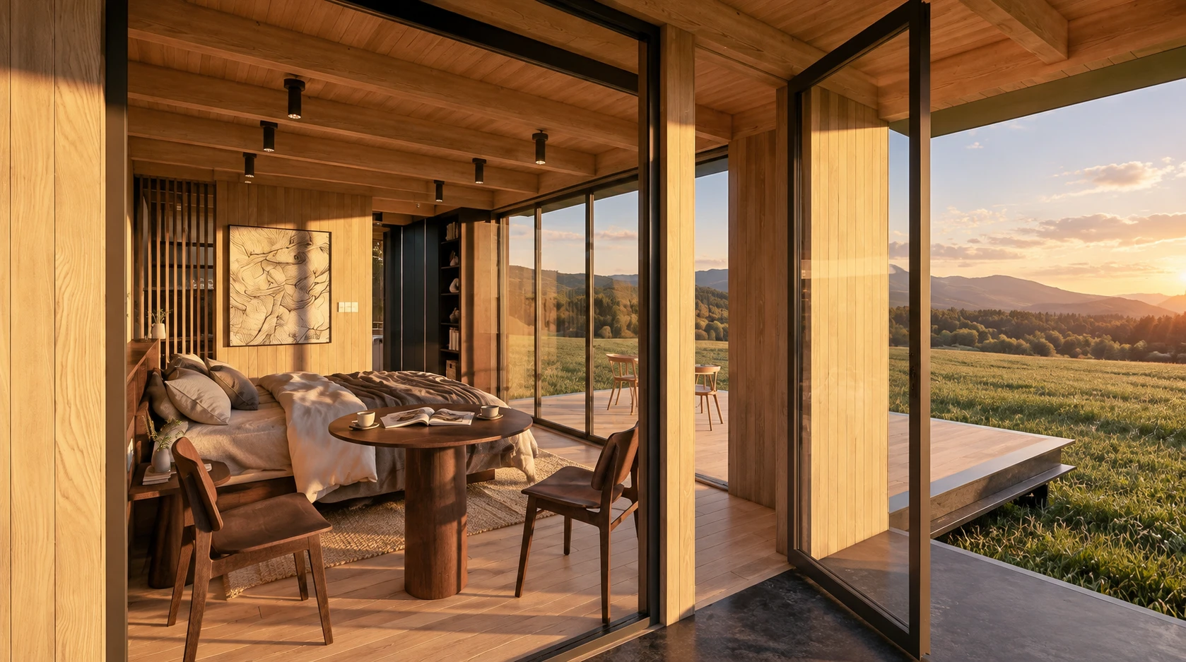 Lakeside cabin interior